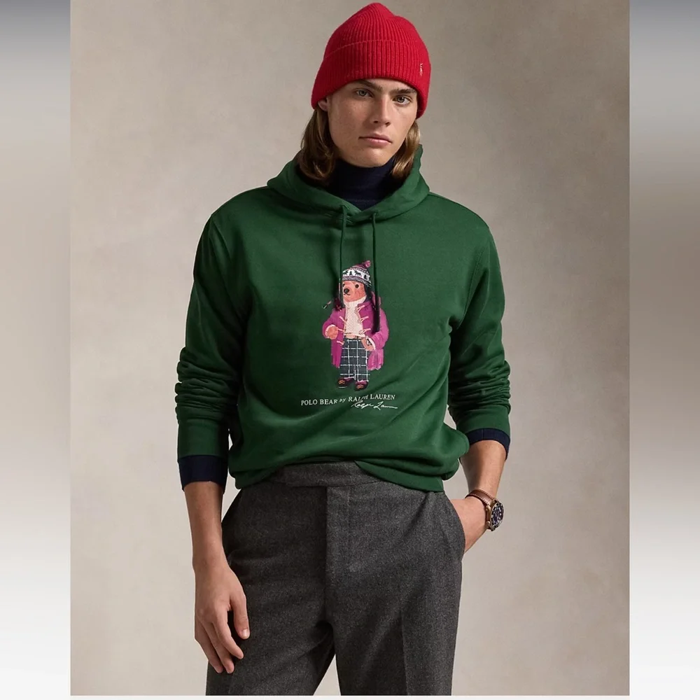 💚🐻 NEW WITH TAGS🐻💚 Polo Bear Fleece Hoodie Size M - Picture 3 of 9